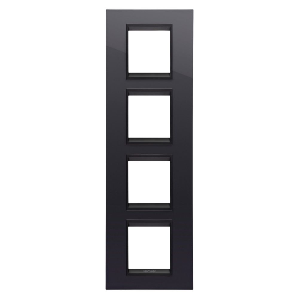 GEWISS GW16229YN, Lux International Plate in Technopolymer, 2+2+2+2 Modules Vertical, Toner Black Lavy inner Frame Matt Black, Chorusmart