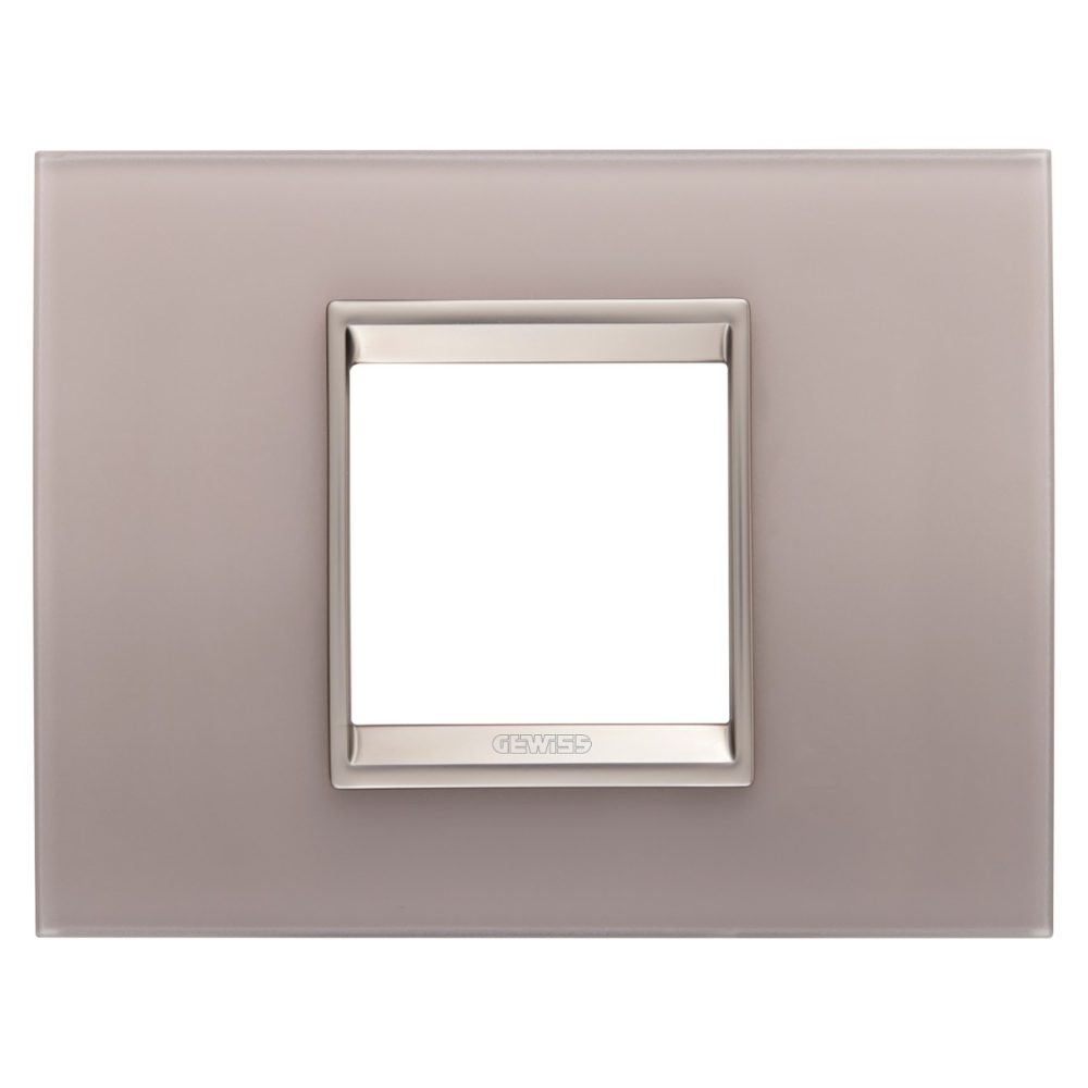 GEWISS GW16202GP, Lux Plate in Glass, 2 Modules, Pearly Gray inner Frame Matt Light Bronze, Chorusmart