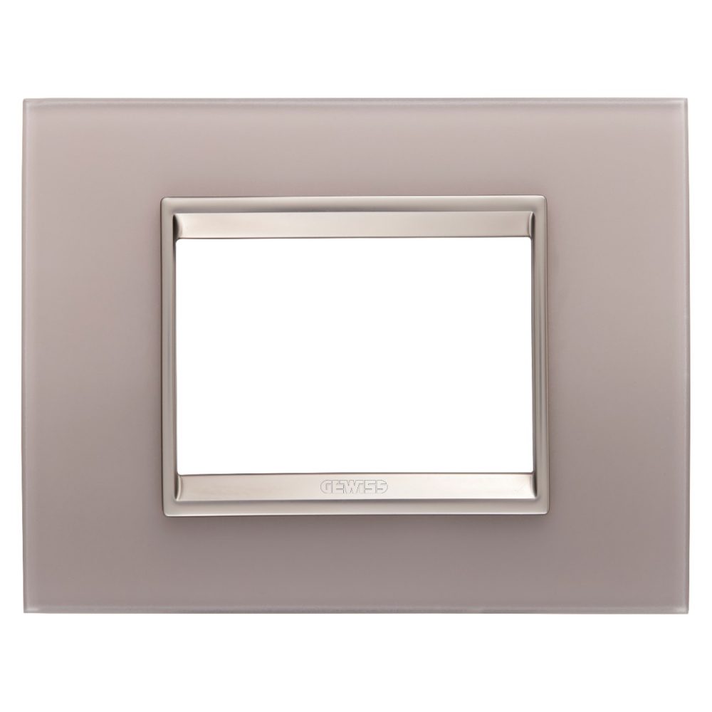 GEWISS GW16203GP, Lux Plate in Glass, 3 Modules, Pearly Gray inner Frame Matt Light Bronze, Chorusmart
