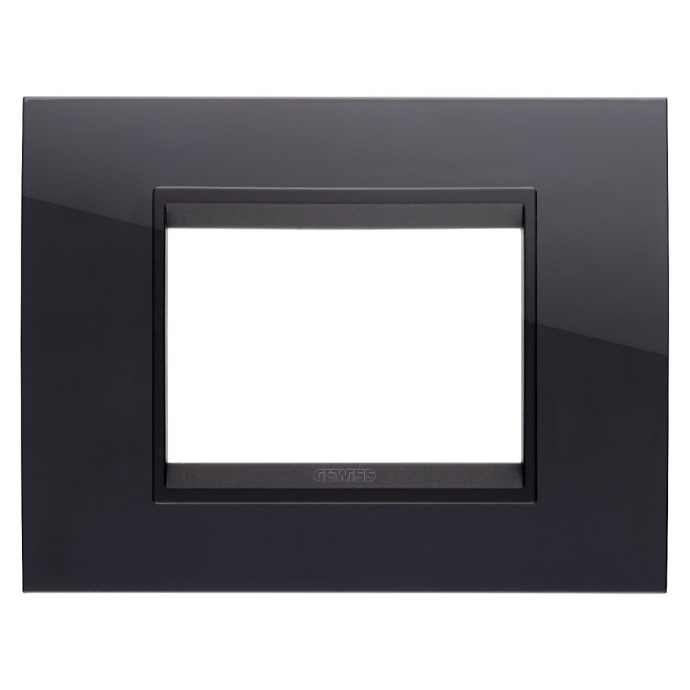 GEWISS GW16203YN, Lux Plate in Technopolymer, 3 Modules, Toner Black Lavy inner Frame Matt Black, Chorusmart