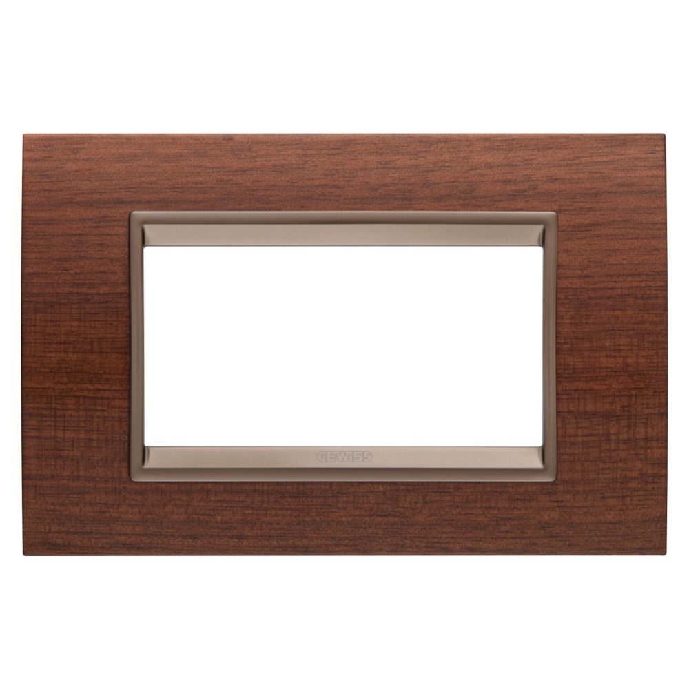 GEWISS GW16204WU, Lux Plate in Wood, 4 Modules, Walnut inner Frame Matt Dark Bronze, Chorusmart
