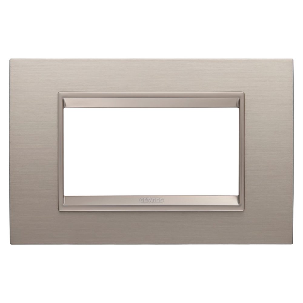 GEWISS GW16204XS, Ramă ornament LUX, IN metal, 4 module, Aluminiu periat, Cadru interior bronz mat, Chorusmart