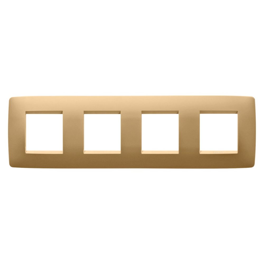 GEWISS GW16128VO, One International Plate in Painted Technopolymer, 2+2+2+2 Modules Horizontal, Gold, Chorusmart