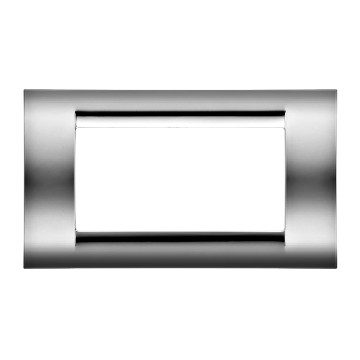 GEWISS GW32074, Playbus Plate in Metallised Technopolymer, Glossy Finish,  4 Gang, Soft Chrome, Playbus