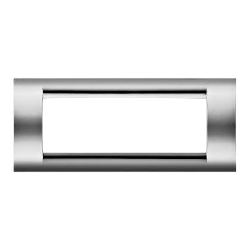 GEWISS GW32076, Ramă ornament PLAYBUS, IN tehnopolimer metalizat, finisaj lucios,  6 circuite, Crom moale, PLAYBUS