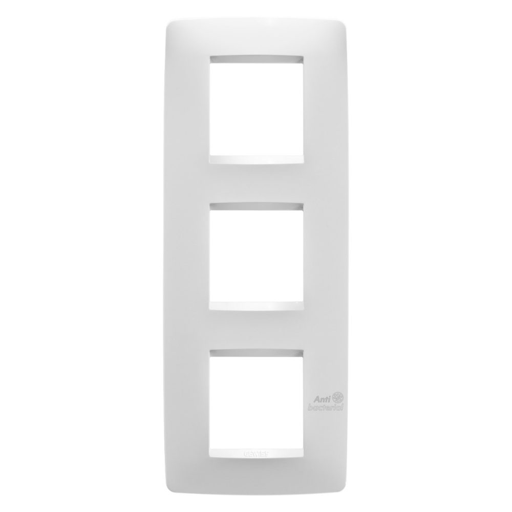 GEWISS GW16127AB, One International Plate, Technopolymer, 2+2+2 Modules Vertical, White, Antibacterial, Chorusmart