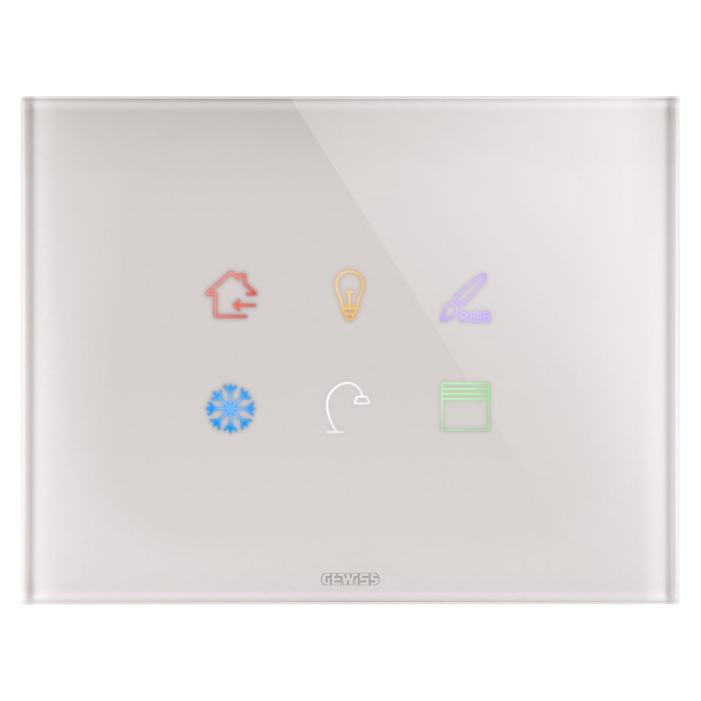 GEWISS GW16946CL, Ramă ornament tactilă ICE KNX, IN sticlă, 6 zONE tactile, Bej natural, Chorusmart