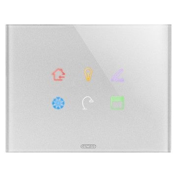 GEWISS GW16946CT, Ice Touch Plate Knx in Glass, 6 Touch Areas, Titanium, Chorusmart