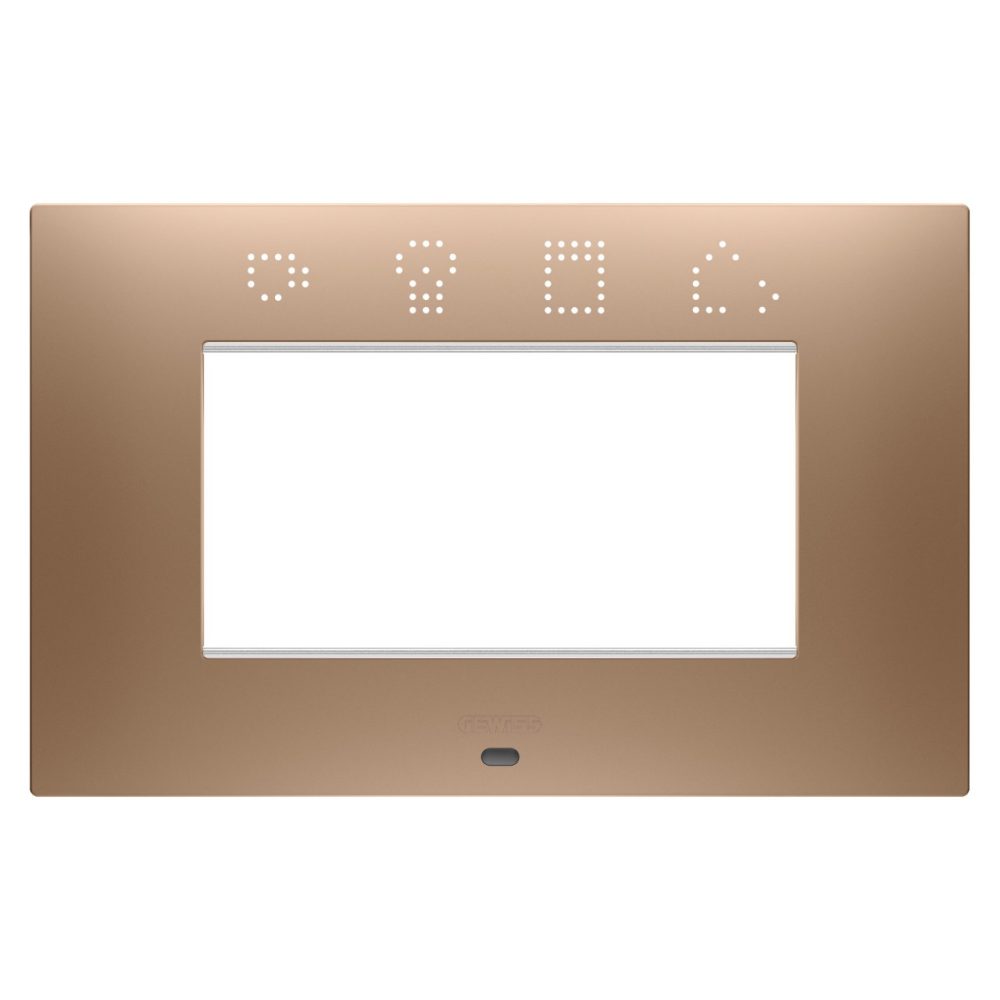 GEWISS GW16004SCS, Ego Smart Plate in Painted Technopolymer, 4 Modules, Soft Copper, Chorusmart