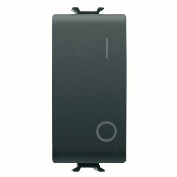 GEWISS GW12004, One-way Switch 2P 250V AC, 16AX, Neutral Button, Symbol 0/1, 1 Module, Satin Black, Chorusmart 