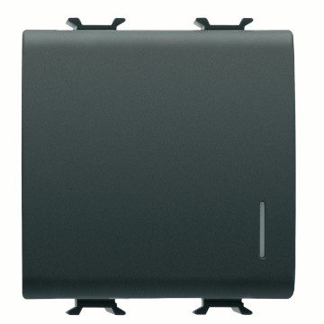 GEWISS GW12032F, One-way Switch 1P 250V AC, Quick Wiring Terminals, 16AX Illuminable with Diffuser, 2 Modules, Satin Black, Chorusmart 