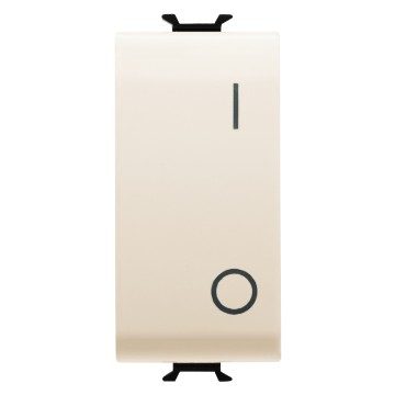 GEWISS GW11004, One-way Switch 2P 250V AC, 16AX, Neutral, Symbol 0/i, 1 Module, Ivory, Chorusmart 