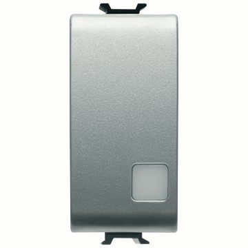 GEWISS GW14005, Întrerupător unidirecțional 2p 250V c.a., 16AX iluminabil, Cu lentilă neutră înlocuibilă, 1 modul, Titan, Chorusmart