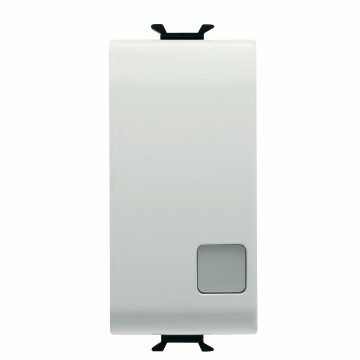 GEWISS GW10003, Întrerupător unidirecțional 1p 250V c.a., 16AX iluminabil, Cu lentilă neutră înlocuibilă, 1 modul, Alb lucios, Chorusmart