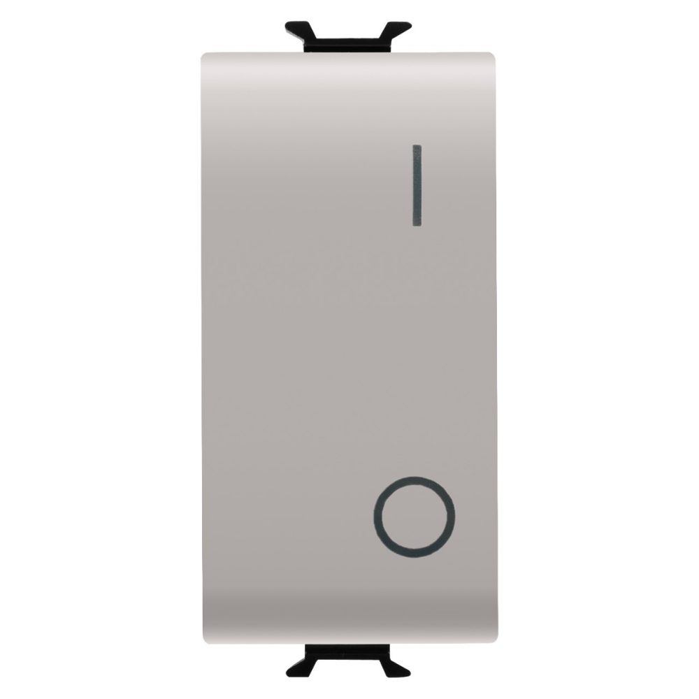 GEWISS GW13004, Întrerupător unidirecțional 2p 250V c.a., 16AX, Buton neutru, Simbol 0/1, 1 modul, Satin natural bej, Chorusmart