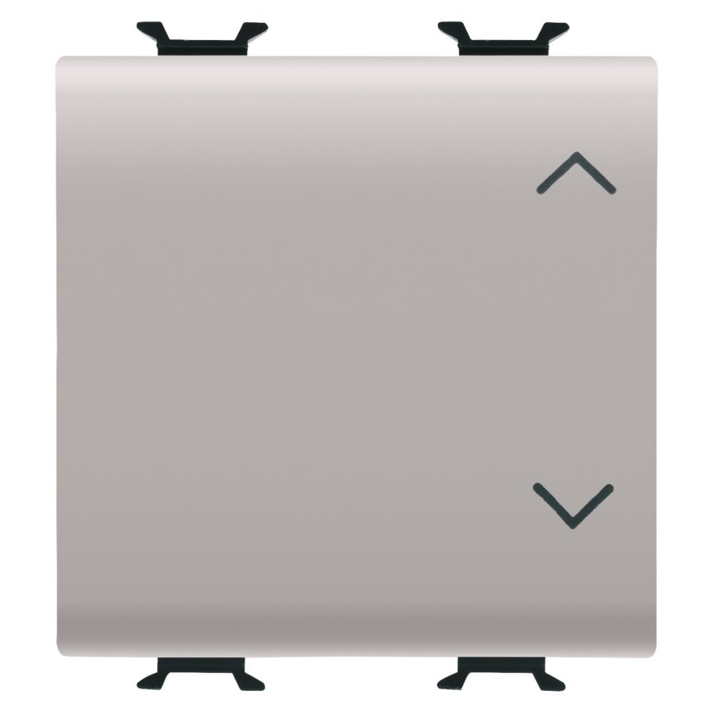 GEWISS GW13123, Întrerupător cu trei căi 1p 250V c.a., 10AX, Buton neutru, Simbol sus-jos, 2 module, Bej satinat natural, Chorusmart