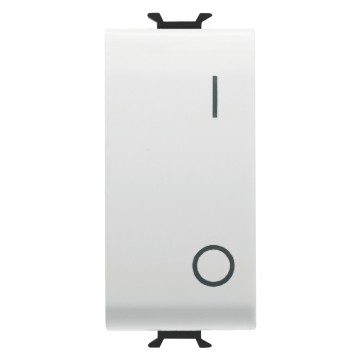 GEWISS GW15004, One-way Switch 2P 250V AC, 16AX, Neutral Button, Symbol 0/1, 1 Module, Satin White, Chorusmart 