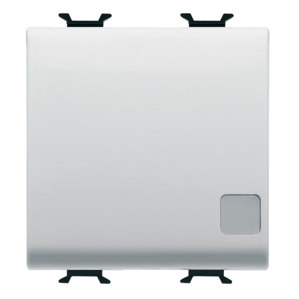 GEWISS GW15033F, One-way Switch 1P 250V AC, Quick Wiring Terminals, 16AX Illuminable with Replaceable Neutral Lens, 2 Modules, Satin White, Chorusmart 