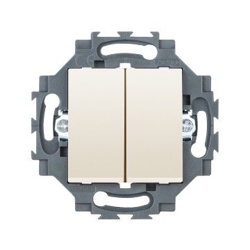 GEWISS GW35051Y, Întrerupător dublu unidirecțional 1p 250V c.a., Borne de cablare rapidă, 10AX, Neutru, Fildeș, Dahlia