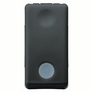 GEWISS GW21504, Întrerupător unidirecțional 2p 250V c.a., 16AX, Cu lentilă neutră înlocuibilă, Iluminat din spate 230 v c.a.- 1 modul, Sistem negru