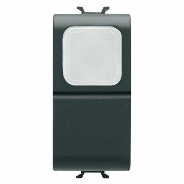 GEWISS GW12144, Push-button 1P 250V AC, NO 16A, Opal Diffuser, 1 Module, Satin Black, Chorusmart 