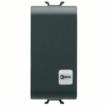 GEWISS GW12152, Push-button 1P 250V AC, NO 16A Illuminable with Replaceable Neutral Lens, Symbol: Key, 1 Module, Satin Black, Chorusmart 
