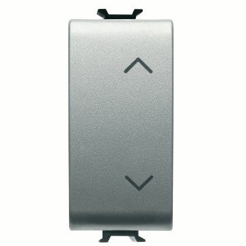 GEWISS GW14140, Push-button 1P 250V AC, NO+NO 10A with Interlock -symbol: Up- Down, 1 Module, Titanium, Chorusmart 