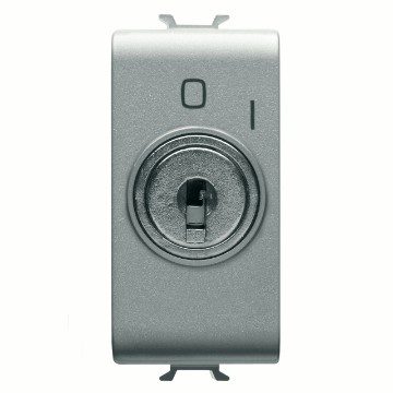 GEWISS GW14145, Push-button 2P 250V AC, NO 10A with Key, 1 Module, Titanium, Chorusmart 