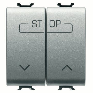 GEWISS GW14160F, Buton dublu 250V c.a., Borne de cablare rapidă, 1p no 16A, Simbol up-doWn-stop, 2 module, Titan, Chorusmart