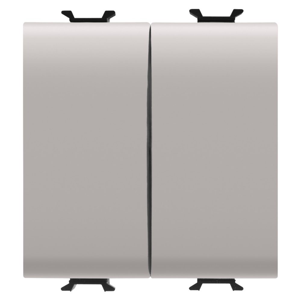 GEWISS GW13159F, Comutator bidirecțional + buton de comandă, 250V c.a., Borne de cablare rapidă, 1p 16AX / 1p no 16A, Buton neutru, 2 module, Bej satinat natural, Chorusmart