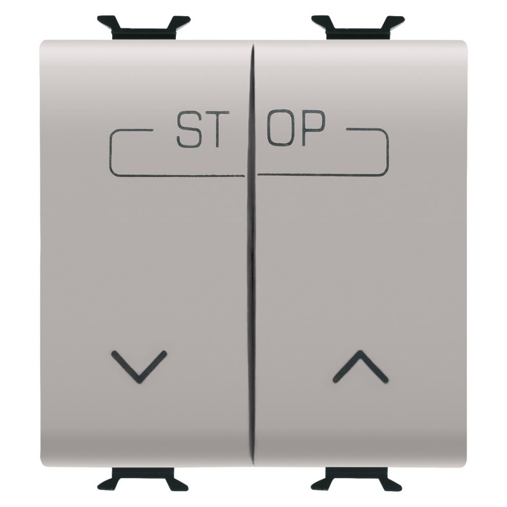 GEWISS GW13160F, Twin Push-button 250V AC, Quick Wiring Terminals, 1P NO 16A, Symbol Up-down-stop, 2 Modules, Natural Satin Beige, Chorusmart 