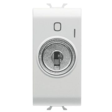 GEWISS GW15145, Push-button 2P 250V AC, NO 10A with Key, 1 Module, Satin White, Chorusmart 