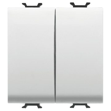 GEWISS GW15159F, Comutator bidirecțional + buton de comandă, 250V c.a., Borne de cablare rapidă, 1p 16AX / 1p no 16A, Buton neutru, 2 module, Alb satinat, Chorusmart