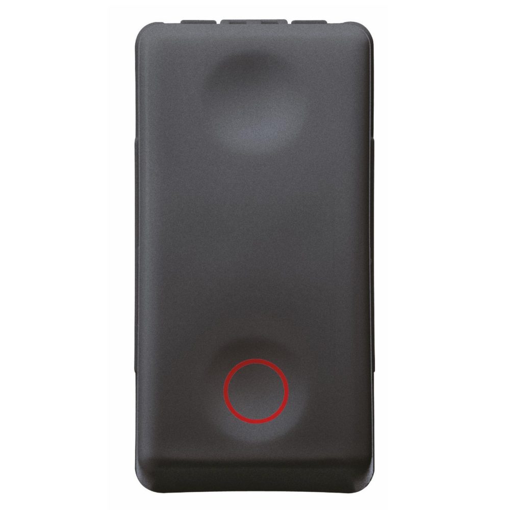 GEWISS GW21519, Push-button 1P 250V AC, NC 10A, Neutral, Symbol Circle, 1 Module, System Black 