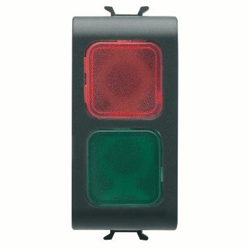 GEWISS GW12629, Double Indicator Lamp, Red/green, 1 Module, Satin Black, Chorusmart 