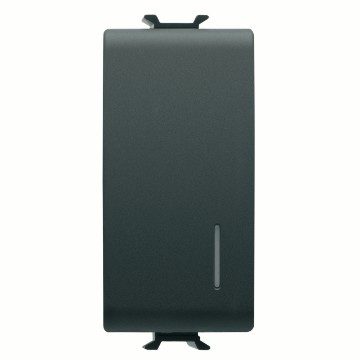 GEWISS GW12912, Electronic Soft-click Push-button, Backlit with Diffuser, for Relay and Dimmer, 1P NO 4A, 230V AC 50/60Hz, 1 Module, Satin Black, Chorusmart
