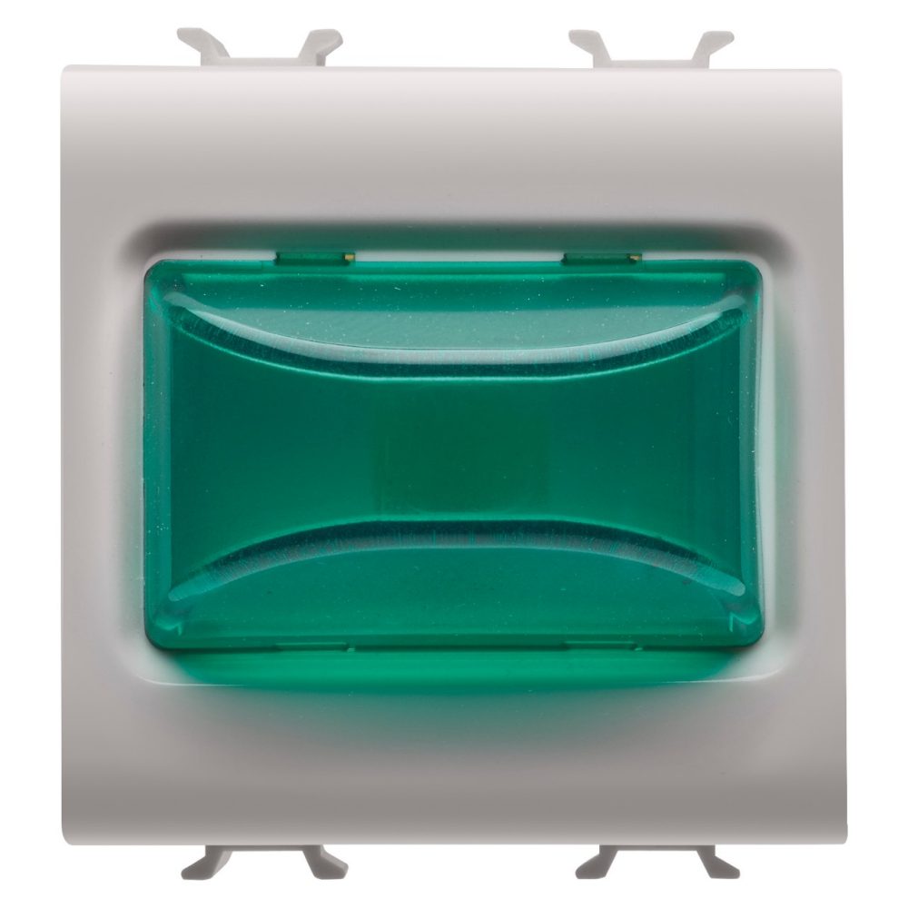 GEWISS GW13632, Protruding Indicator Lamp, 12V AC/DC / 230V AC 50/60Hz, Green, 2 Modules, Natural Satin Beige, Chorusmart 