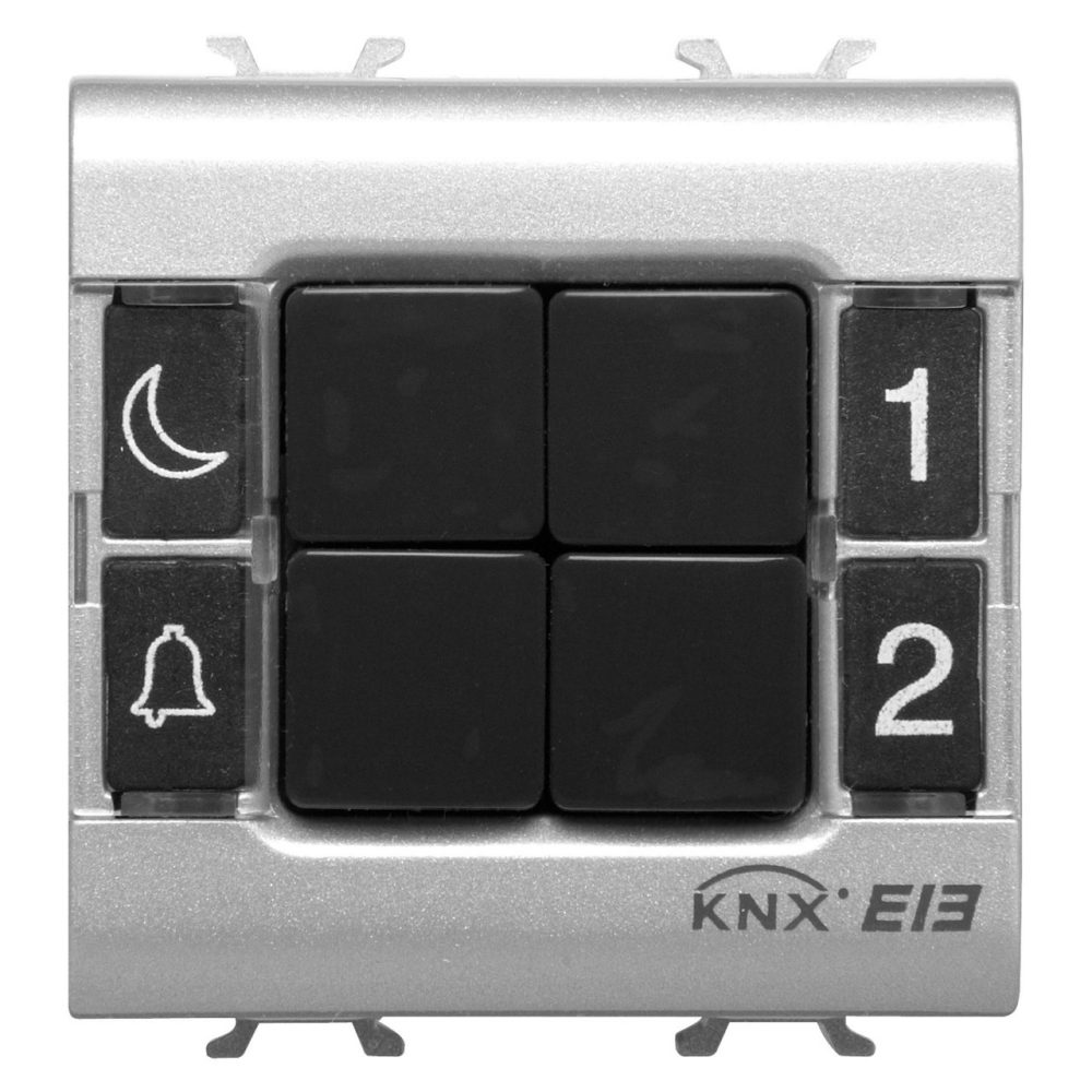 GEWISS GW14782, Push-button Panel, Knx, 4 Channels, 2 Modules, Titanium, Chorusmart 