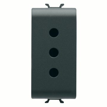 GEWISS GW12201, Priză standard italiană 250V c.a., 2P+E 10A, P11, 1 modul, Negru satinat, Chorusmart