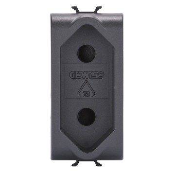 GEWISS GW12282, Israeli Standard Socket Outlet, 250 V Ac, 2P 10 A, 1 Module, Satin Black, Chorusmart