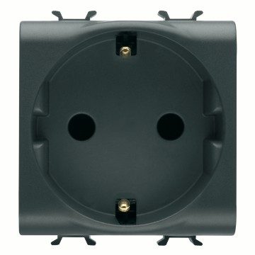 GEWISS GW12341, German Standard Socket Outlet 250V Ac, Front Tightening Terminals, 2P+E 16A, 2 Modules, Satin Black, Chorusmart