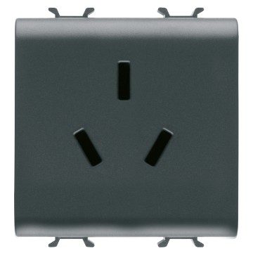 GEWISS GW12391, Priză standard chineză 250V c.a., 2P+E 10A, 2 modul, Negru satinat, Chorusmart