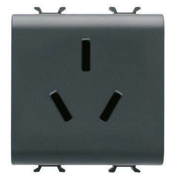 GEWISS GW12392, Chinese Standard Socket Outlet 250V Ac, 2P+E 16A, 2 Module, Satin Black, Chorusmart