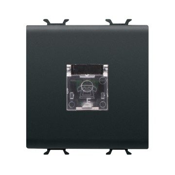 GEWISS GW12409, Priză telefonică standard internațională, RJ11, Borne cu înșurubare, 2 module, Negru satinat, Chorusmart