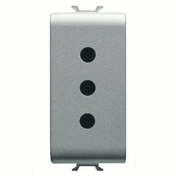 GEWISS GW14201, Italian Standard Socket Outlet 250V Ac, 2P+E 10A, P11, 1 Module, Titanium, Chorusmart