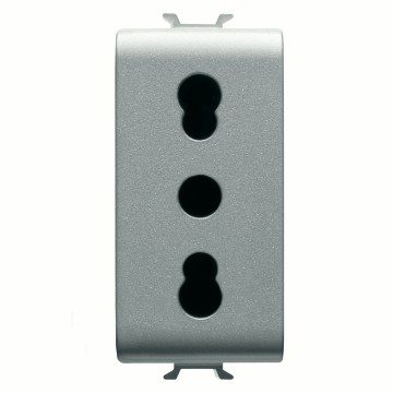GEWISS GW14203, Priză standard italiană 250V c.a., 2P+E 16A cu amperaj dublu, P11, P17, 1 modul, Titan, Chorusmart