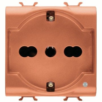 GEWISS GW10234, Italian/german Standard Socket Outlet 250V Ac, for Dedicated Lines, 2P+E 16A Dual Amperage, P30-P17, 2 Modules, Orange, Chorusmart