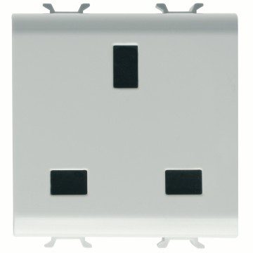 GEWISS GW10296, British Standard Socket Outlet 250V Ac, 2P+E 13A, 2 Gang, Glossy White, Chorusmart