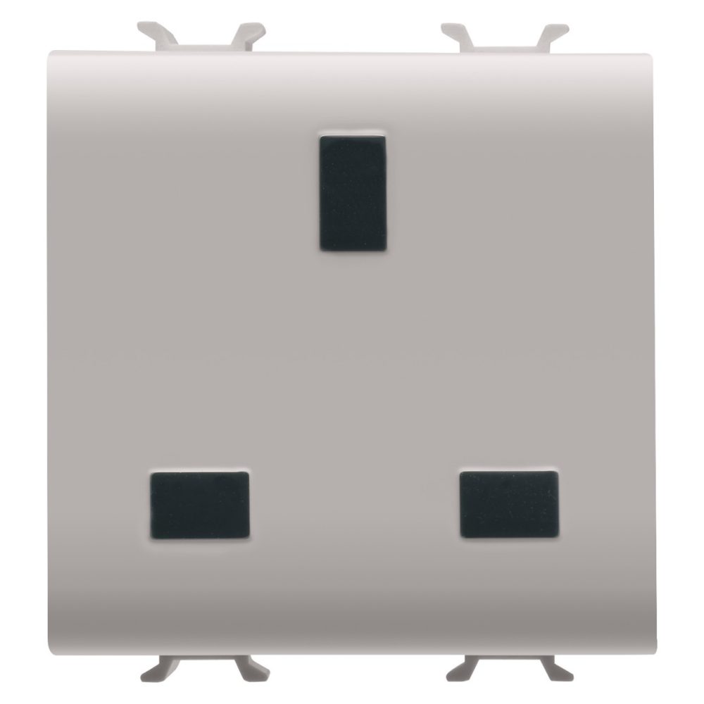 GEWISS GW13296, Priză standard britanică 250V c.a., 2P+E 13A, 2 circuite, Bej satinat natural, Chorusmart