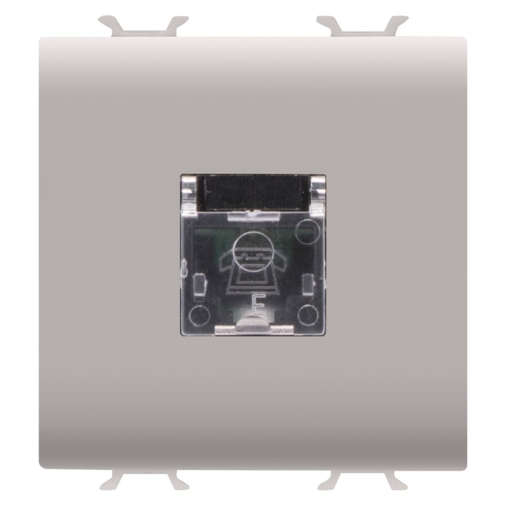 GEWISS GW13409, Priză telefonică standard internațională, RJ11, Terminale cu înșurubare, 2 module, Bej satinat natural, Chorusmart